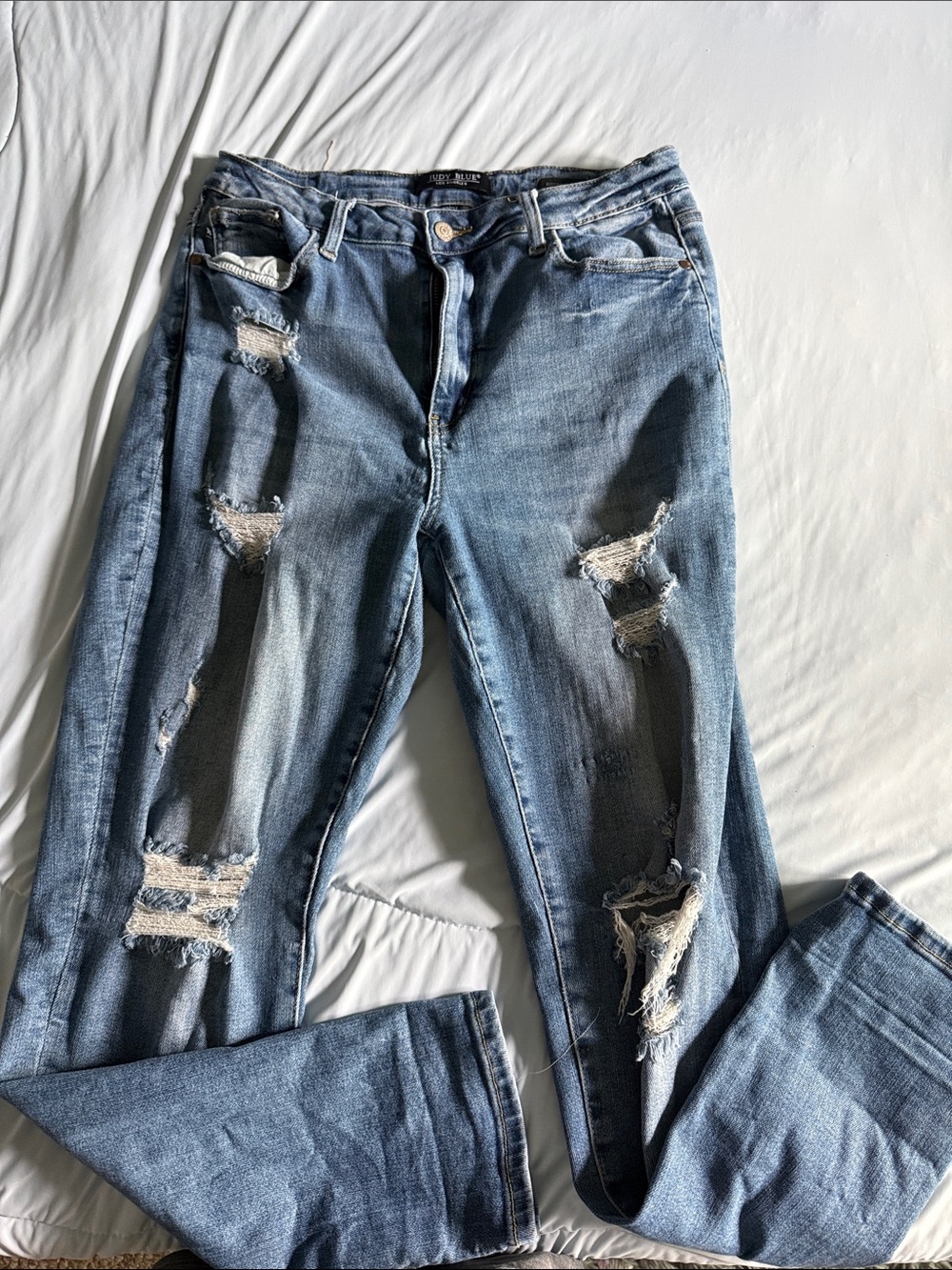 Judy Blue Light Blue Distressed Skinny Jeans